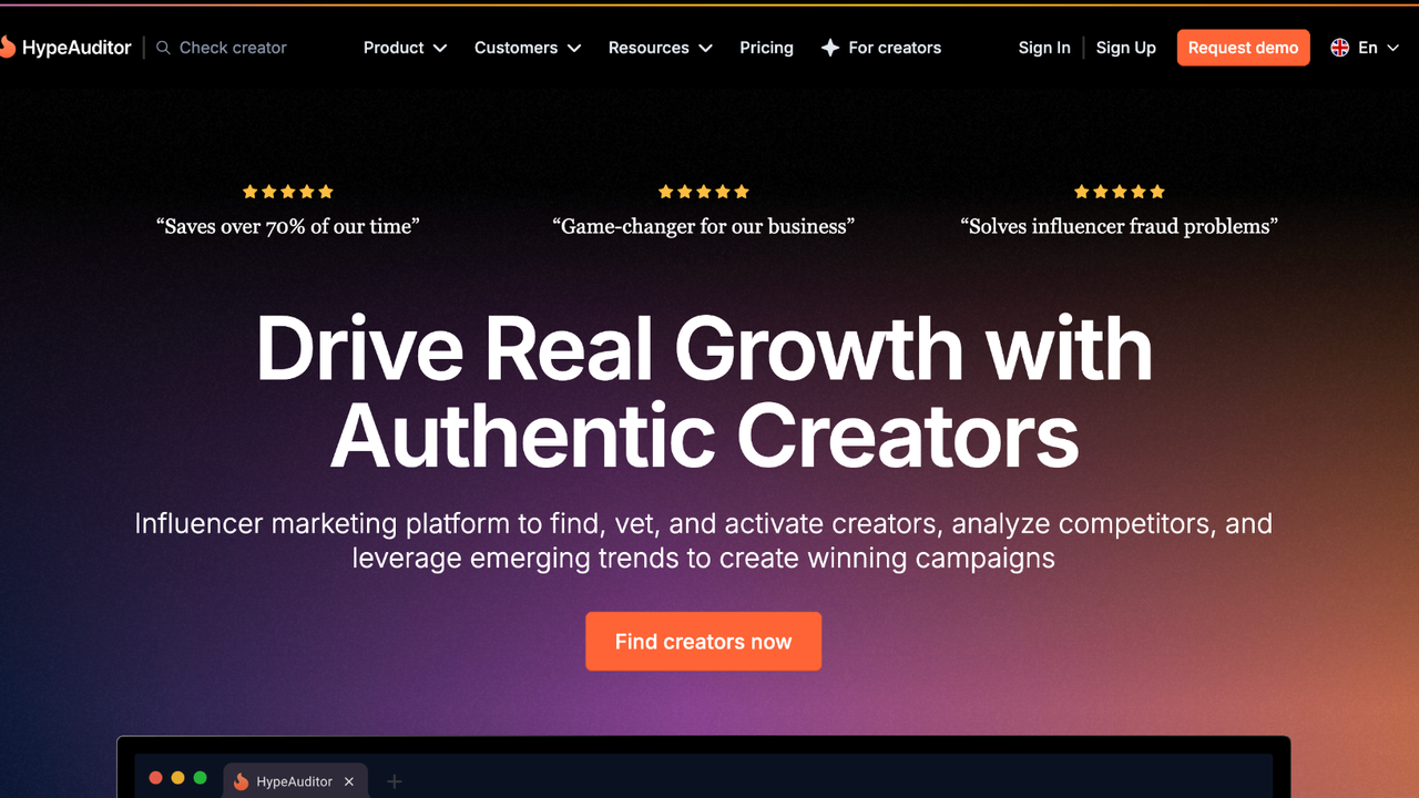 HypeAuditor UGC analytics dashboard screenshot